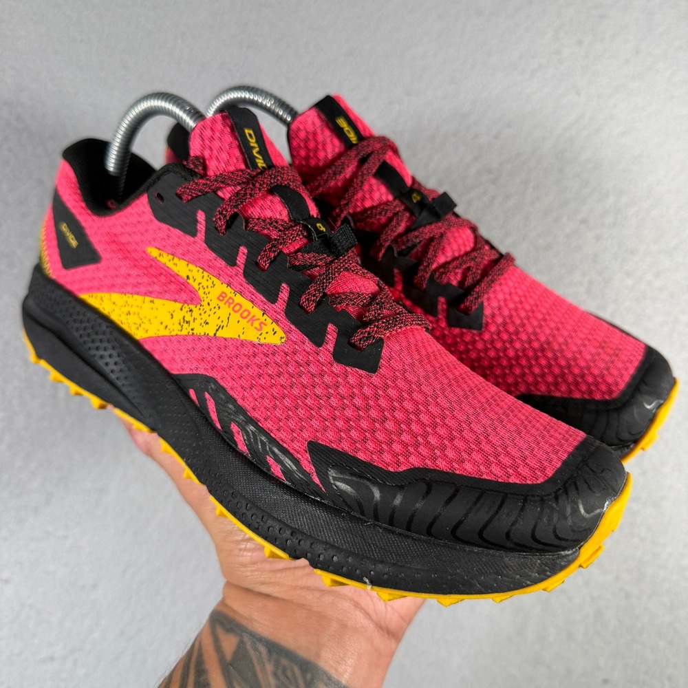 Brooks Divide 4 Trail Running Shoes Pink Yellow Black 1203941B609 Womens 9